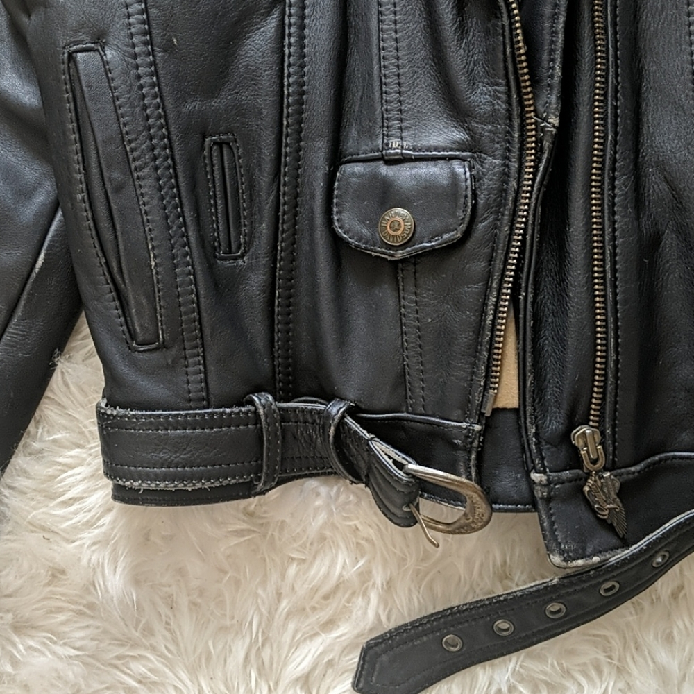 🖤AUTHENTIC 🖤 HARLEY-DAVIDSON 🖤 Leather Biker Jacket EUC - Picture 6 of 13